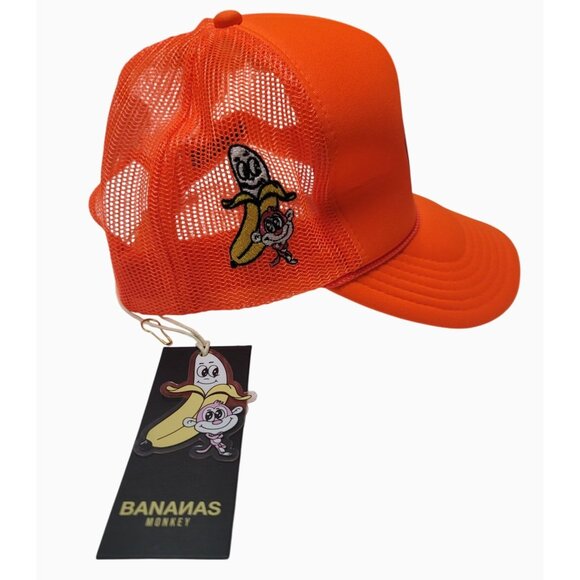 Bananas Monkey Orange Trucker Hat With Embroidered Banana Design - NWT - Picture 3 of 5